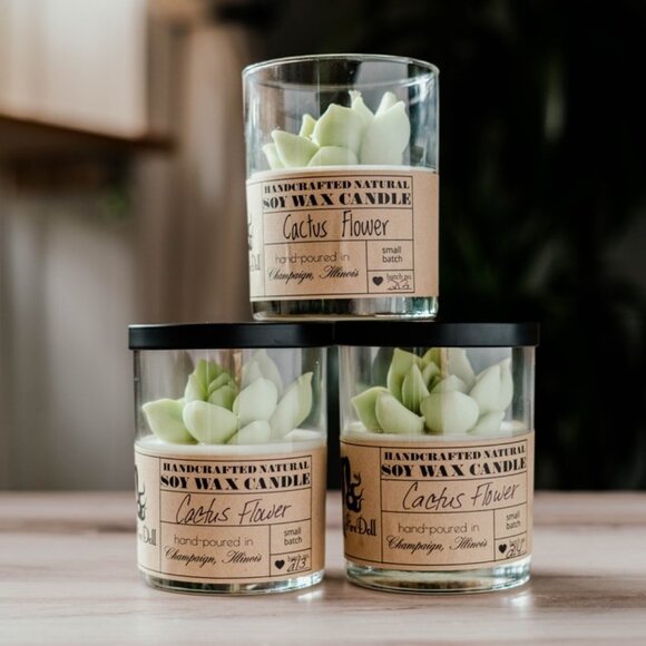 Cactus Flower Scented Soy Wax Candle - Picture 1 of 2